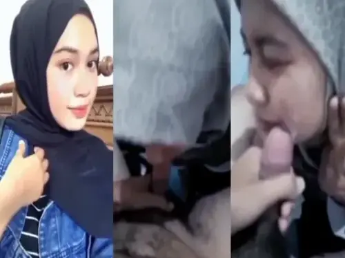Hijab Cantik Sepong Rakus Crot Peju Panas di Muka backdrop